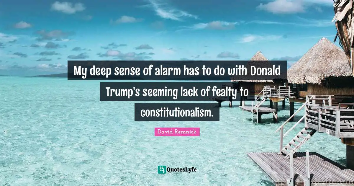 My deep sense of alarm has to do with Donald Trump's seeming lack of fealty to constitutionalism.