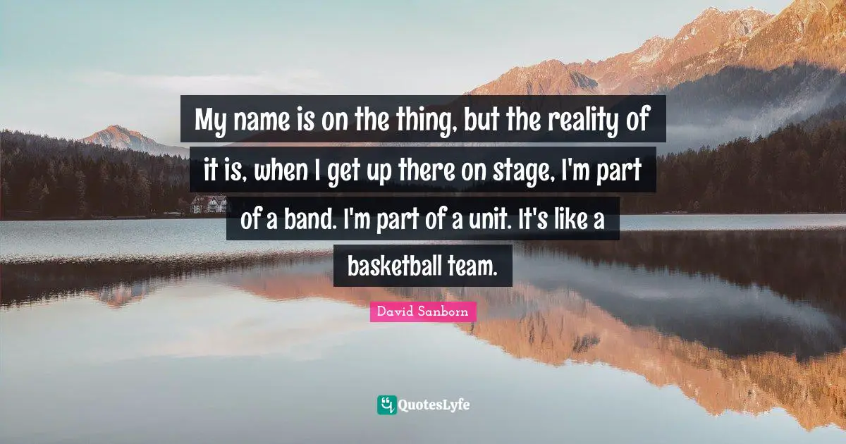David Sanborn Quotes: "My name is on the thing, but the reality of it is, when I get up there on stage, I'm part of a band. I'm part of a unit. It's like a basketball team."