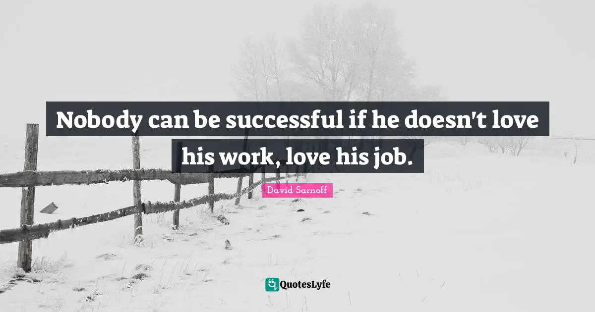 Nobody can be successful if he doesn't love his work, love his job.