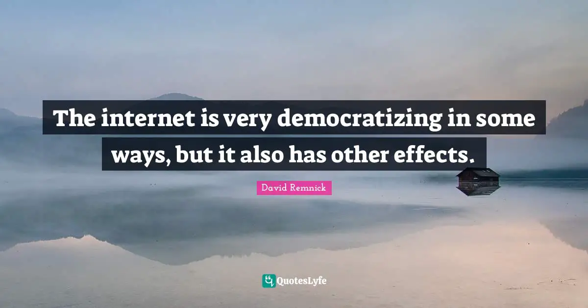 The internet is very democratizing in some ways, but it also has other effects.