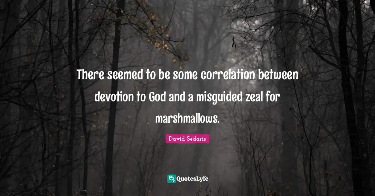 Correlation Quotes: "There seemed to be some correlation between devotion to God and a misguided zeal for marshmallows."