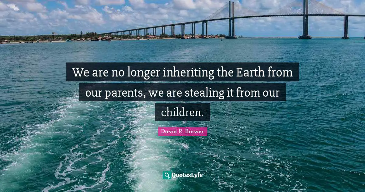 We are no longer inheriting the Earth from our parents, we are stealing it from our children.