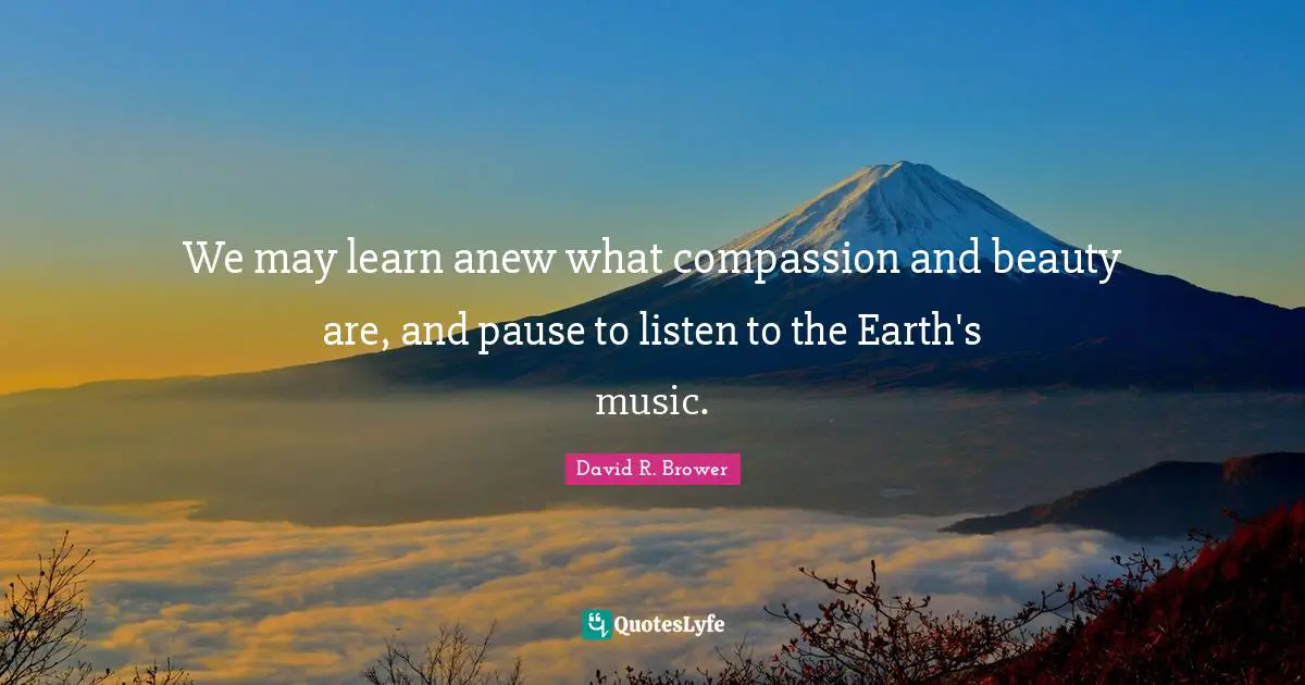 We may learn anew what compassion and beauty are, and pause to listen to the Earth's music.