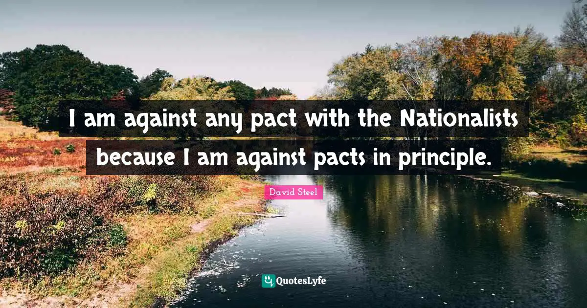 I am against any pact with the Nationalists because I am against pacts in principle.