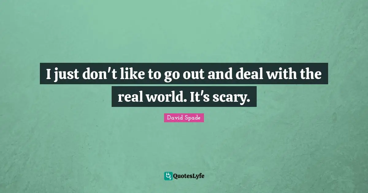 David Spade Quotes: "I just don't like to go out and deal with the real world. It's scary."