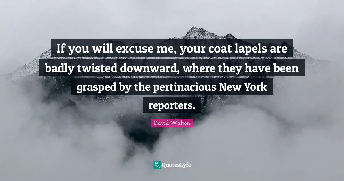 If you will excuse me, your coat lapels are badly twisted downward, where they have been grasped by the pertinacious New York reporters.