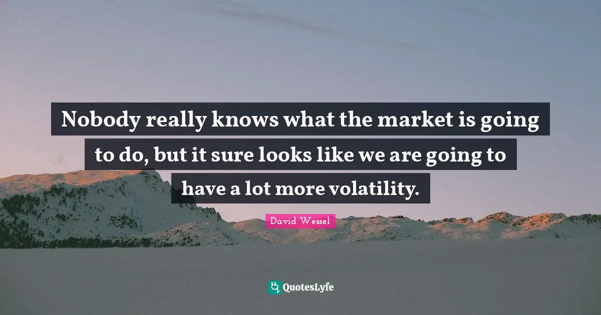 Nobody really knows what the market is going to do, but it sure looks like we are going to have a lot more volatility.