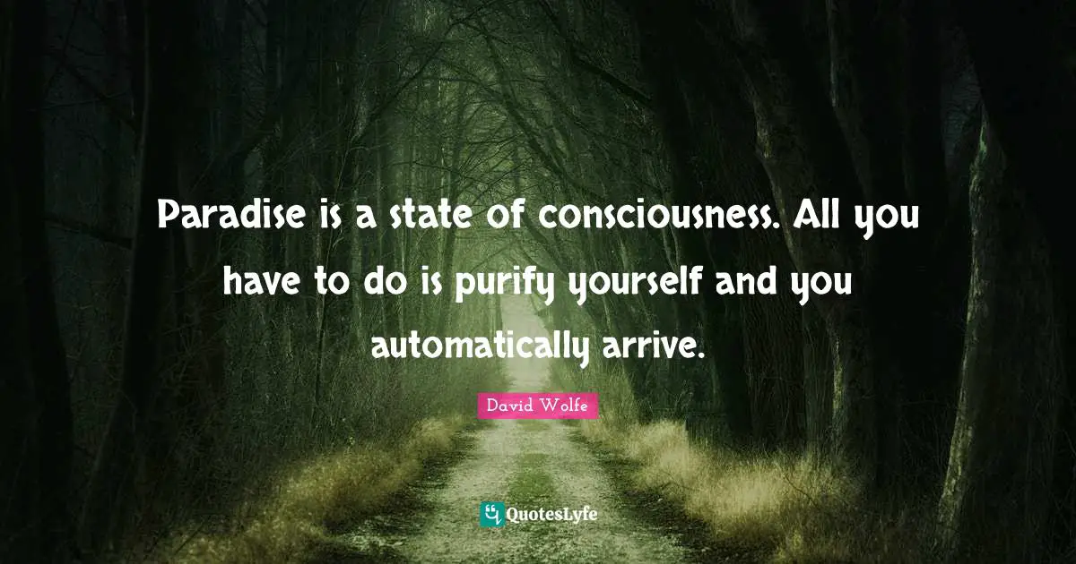 Paradise is a state of consciousness. All you have to do is purify yourself and you automatically arrive.