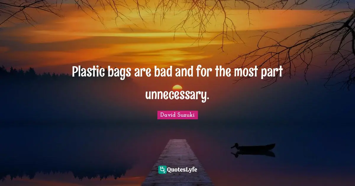 David Suzuki Quotes: "Plastic bags are bad and for the most part unnecessary."