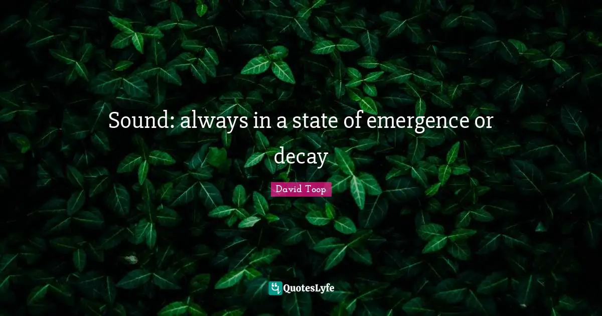Sound: always in a state of emergence or decay
