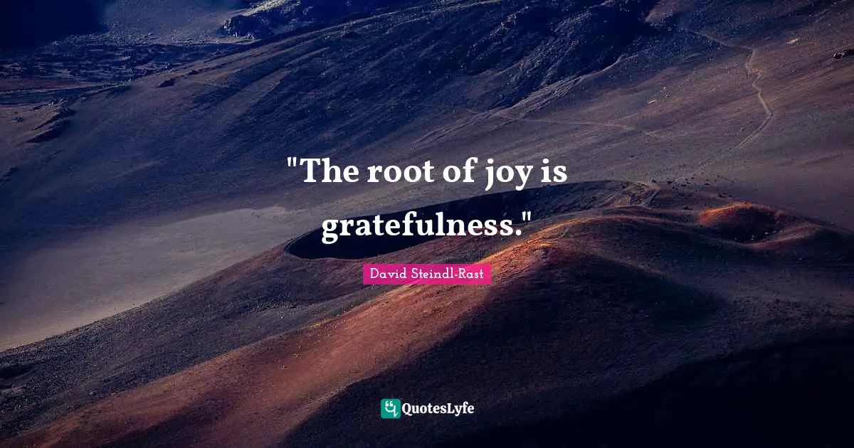 Gratefulness Quotes: ""The root of joy is gratefulness.""