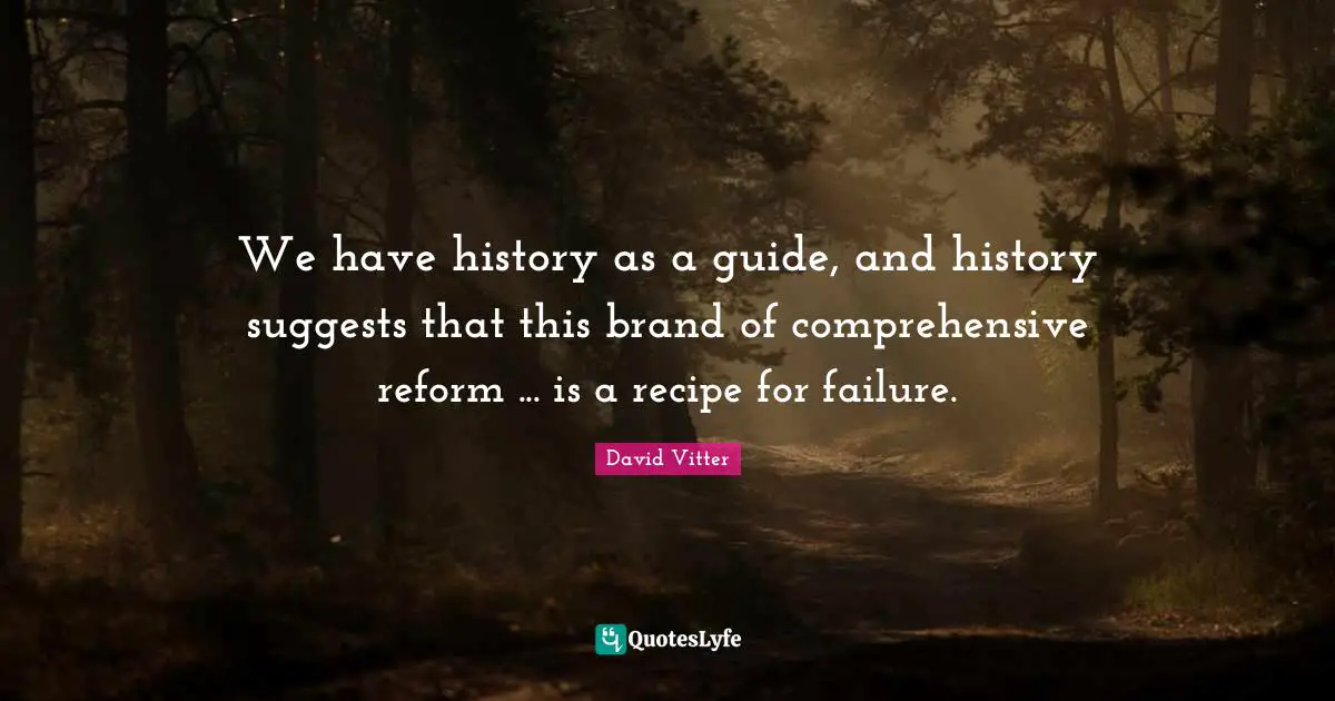We have history as a guide, and history suggests that this brand of comprehensive reform ... is a recipe for failure.