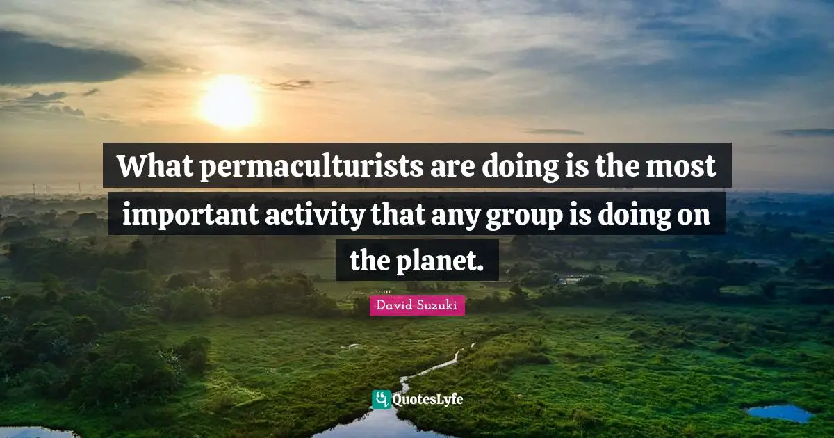 David Suzuki Quotes: "What permaculturists are doing is the most important activity that any group is doing on the planet."