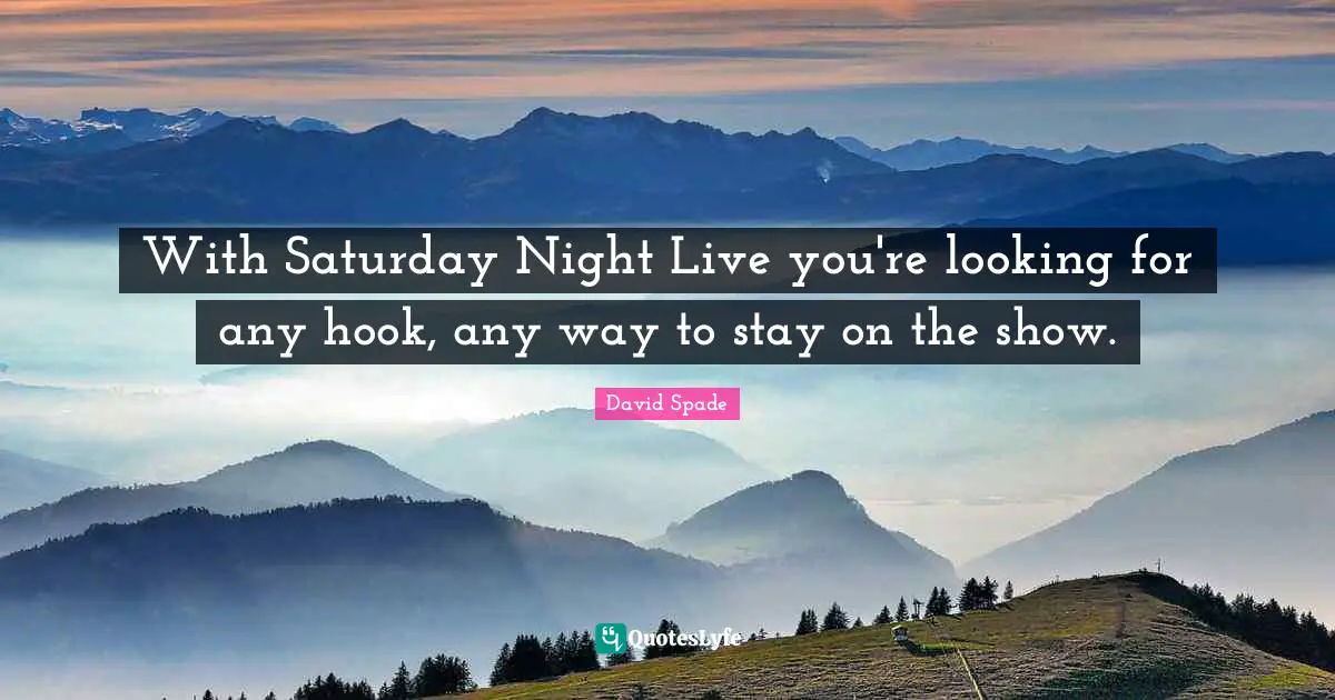 With Saturday Night Live you're looking for any hook, any way to stay on the show.