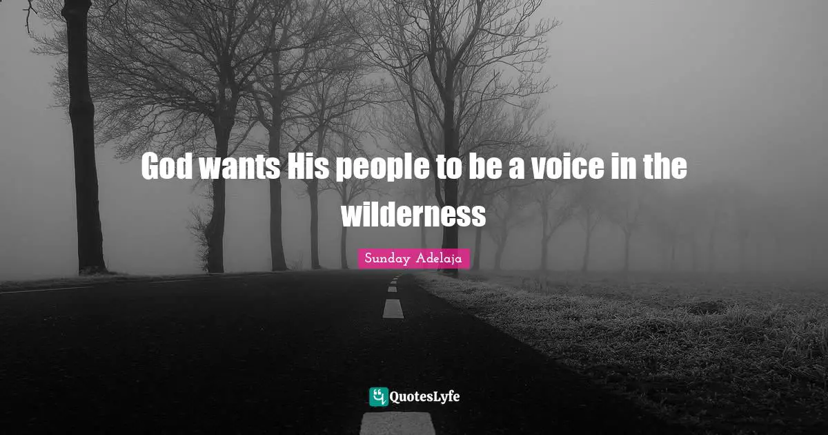 God wants His people to be a voice in the wilderness