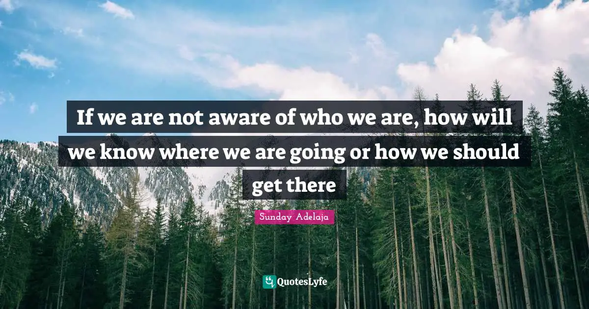 If we are not aware of who we are, how will we know where we are going or how we should get there