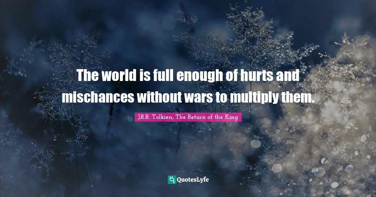 The world is full enough of hurts and mischances without wars to multiply them.