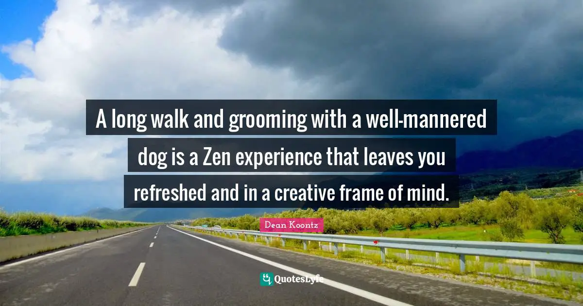 A long walk and grooming with a well-mannered dog is a Zen experience that leaves you refreshed and in a creative frame of mind.