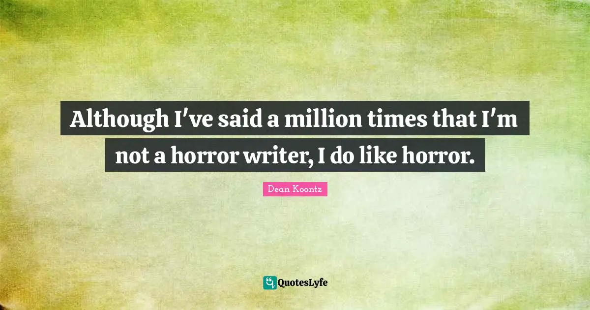 Although I've said a million times that I'm not a horror writer, I do like horror.
