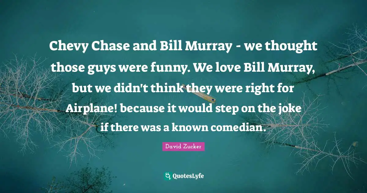 Chevy Chase and Bill Murray - we thought those guys were funny. We love Bill Murray, but we didn't think they were right for Airplane! because it would step on the joke if there was a known comedian.