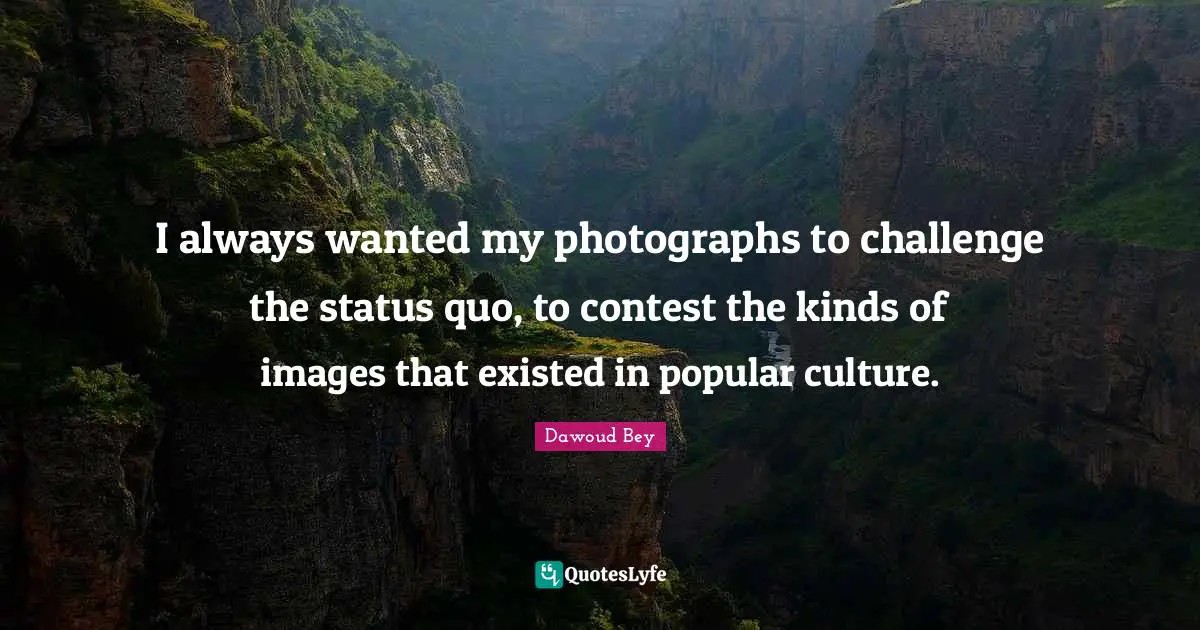 I always wanted my photographs to challenge the status quo, to contest the kinds of images that existed in popular culture.