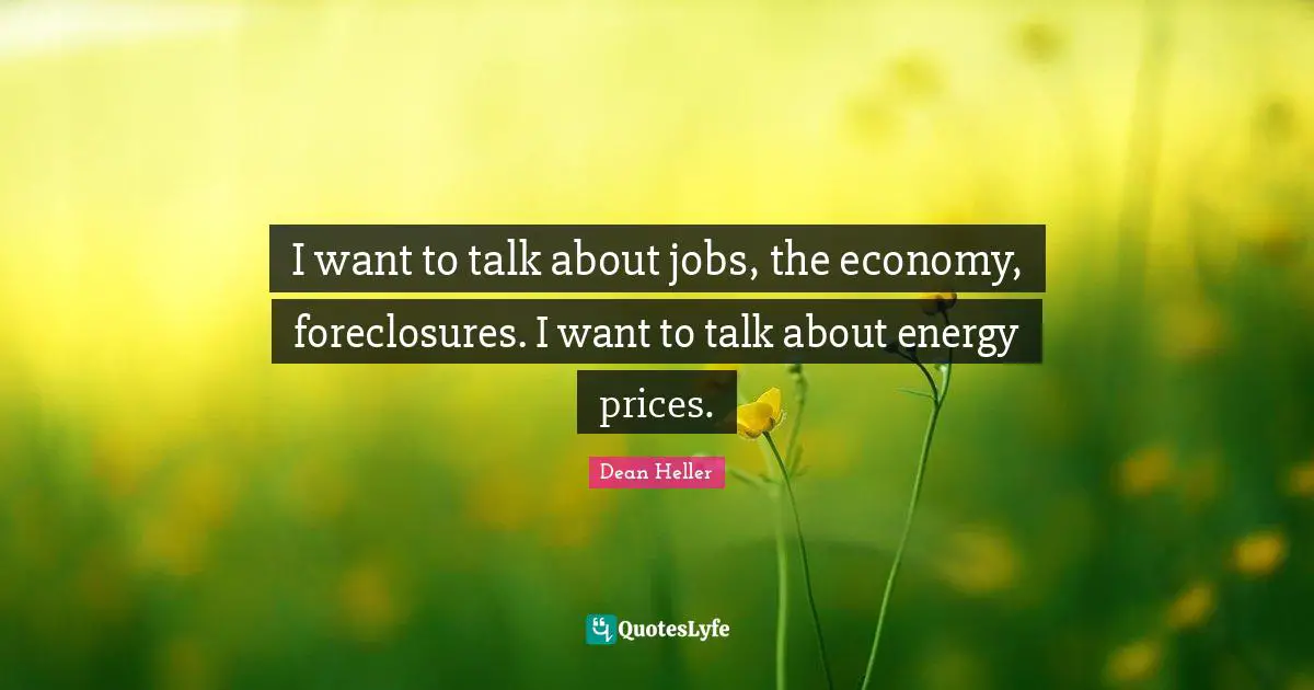 I want to talk about jobs, the economy, foreclosures. I want to talk about energy prices.