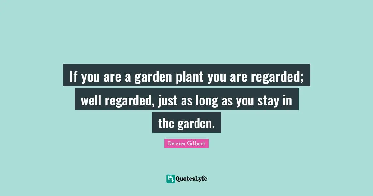 If you are a garden plant you are regarded; well regarded, just as long as you stay in the garden.