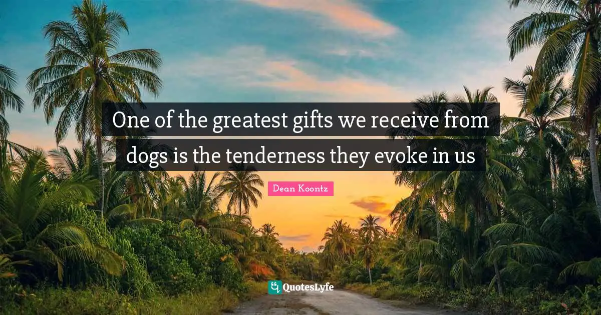 Greatest Gifts Quotes: "One of the greatest gifts we receive from dogs is the tenderness they evoke in us"