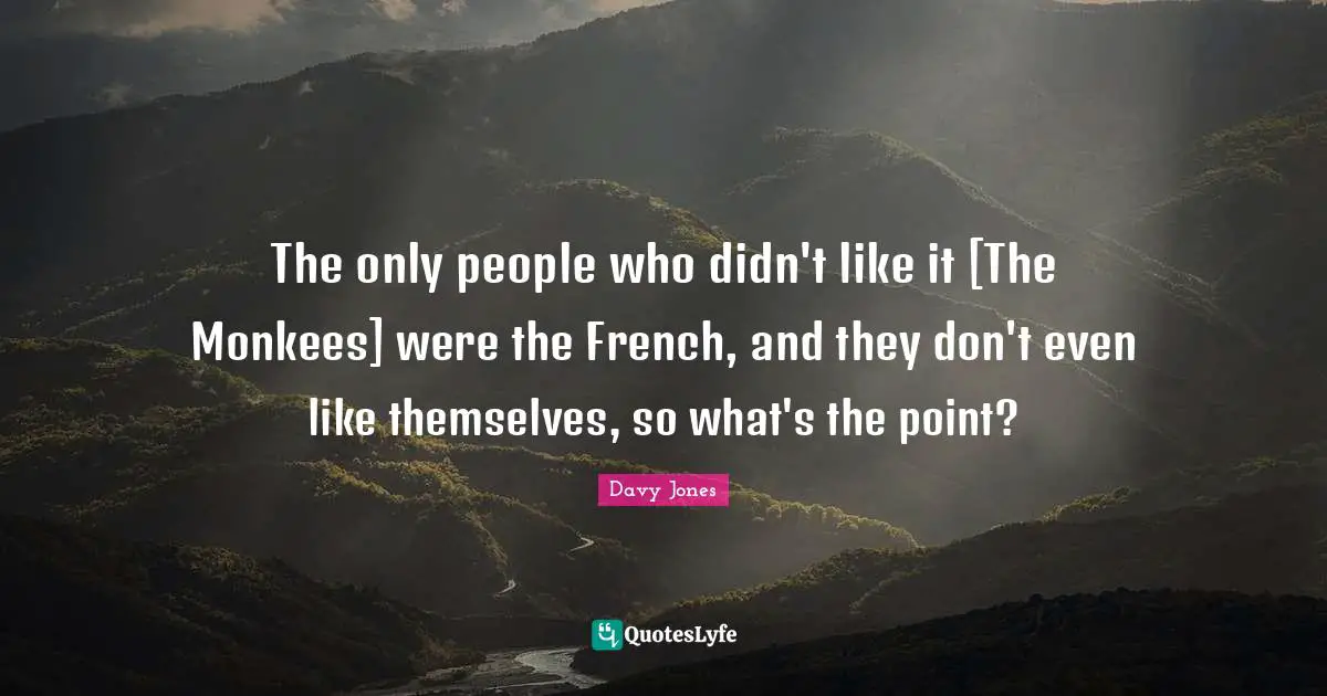 The only people who didn't like it [The Monkees] were the French, and they don't even like themselves, so what's the point?