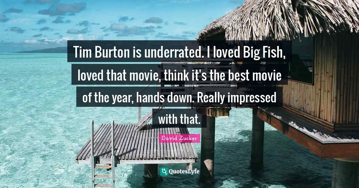 Tim Burton is underrated. I loved Big Fish, loved that movie, think it's the best movie of the year, hands down. Really impressed with that.