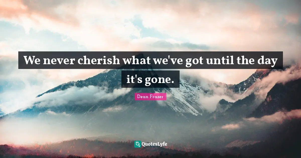 We never cherish what we've got until the day it's gone.