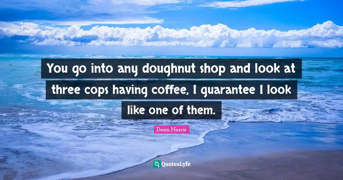 You go into any doughnut shop and look at three cops having coffee, I guarantee I look like one of them.