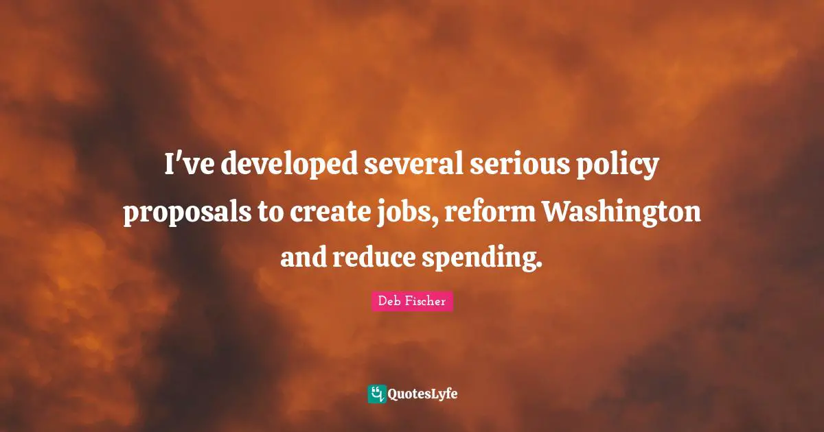 I've developed several serious policy proposals to create jobs, reform Washington and reduce spending.