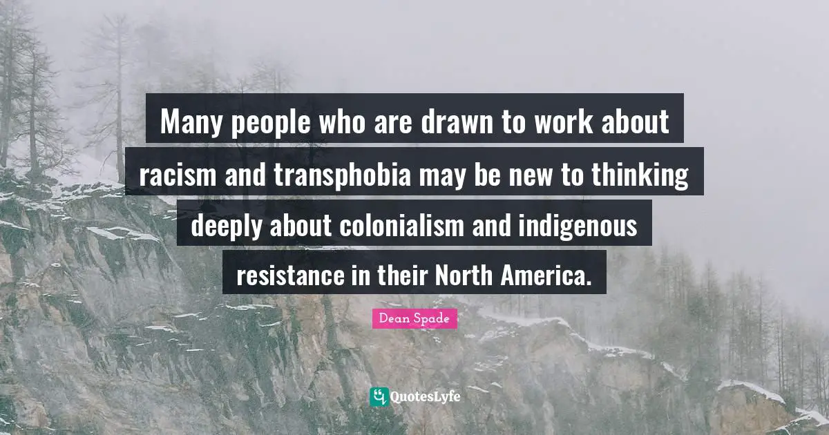 Many people who are drawn to work about racism and transphobia may be new to thinking deeply about colonialism and indigenous resistance in their North America.