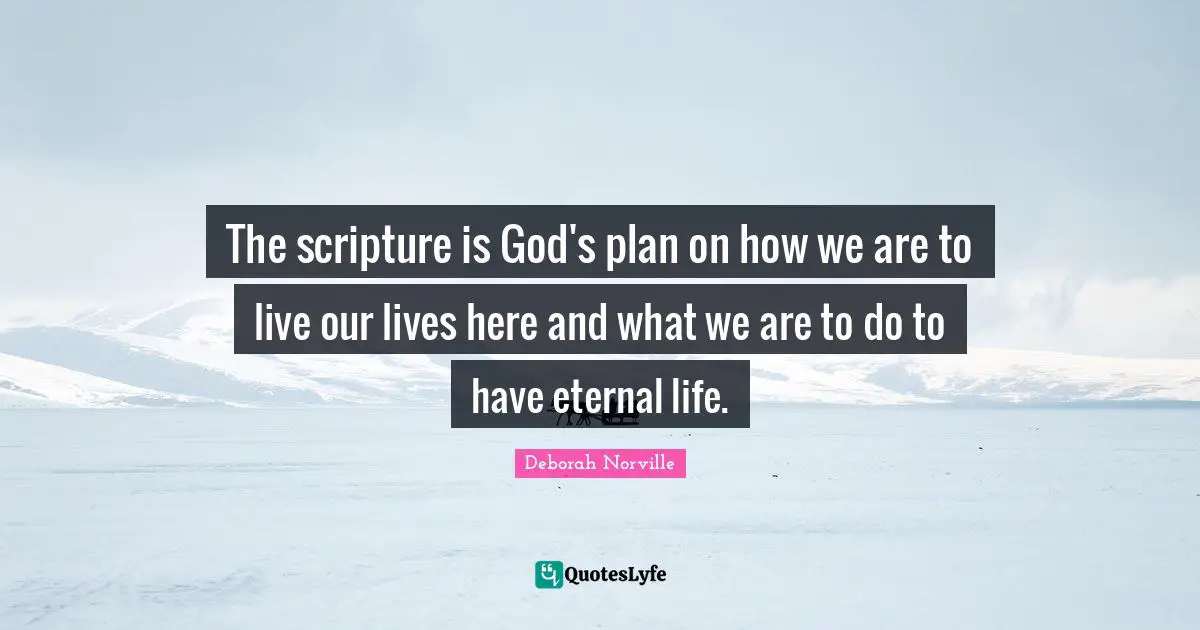 The scripture is God's plan on how we are to live our lives here and what we are to do to have eternal life.
