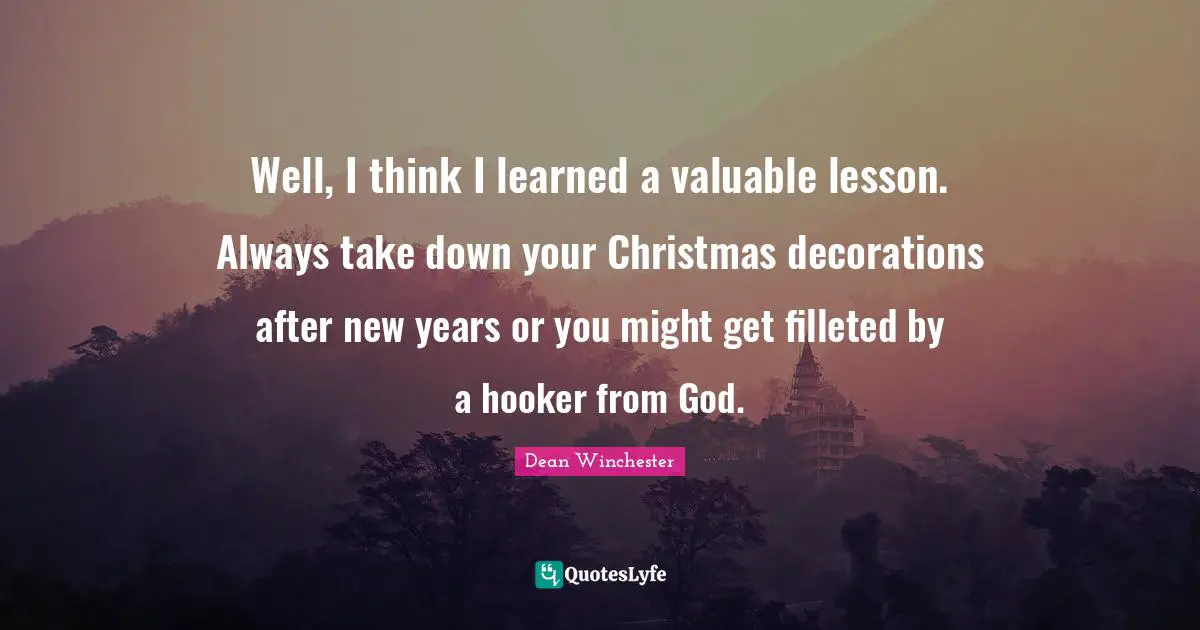 Well, I think I learned a valuable lesson. Always take down your Christmas decorations after new years or you might get filleted by a hooker from God.