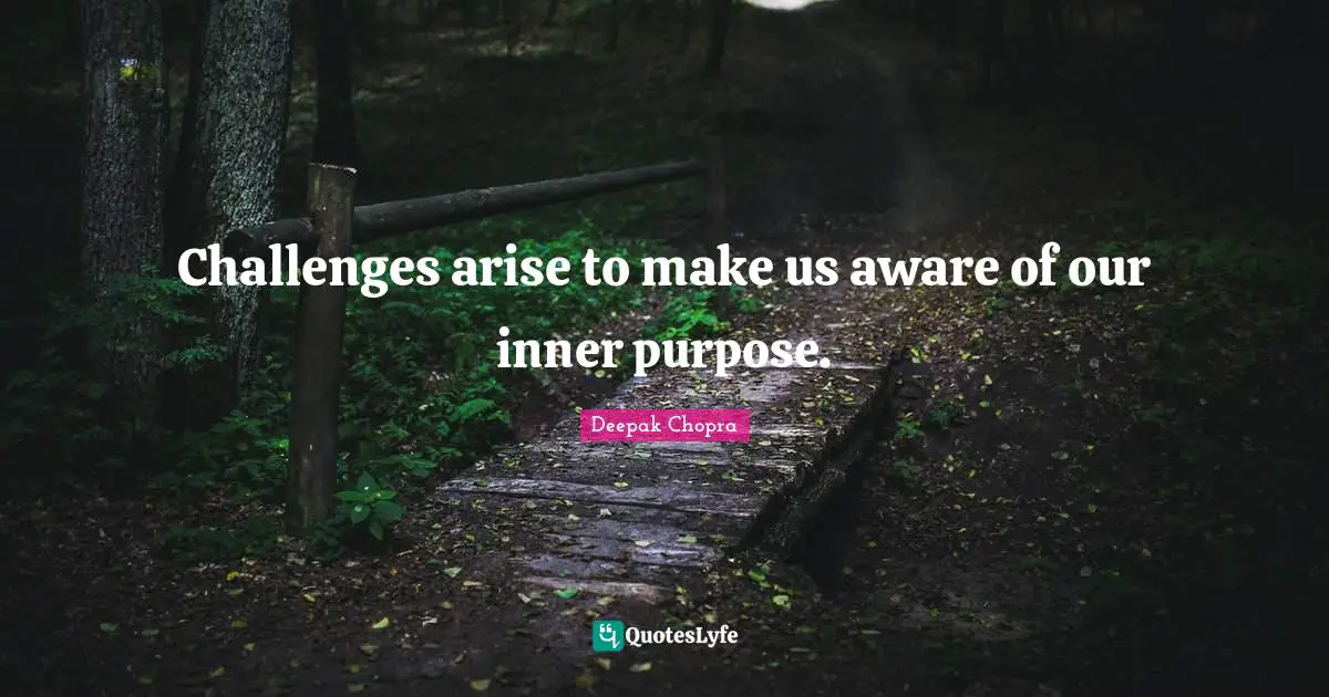 Challenges arise to make us aware of our inner purpose.
