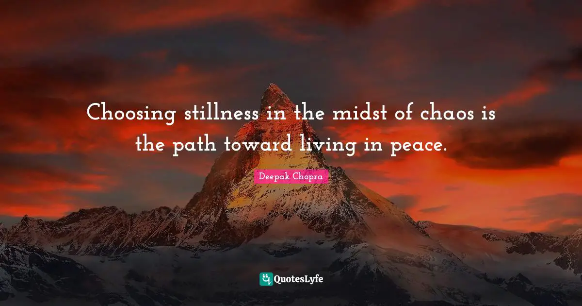 Choosing stillness in the midst of chaos is the path toward living in peace.