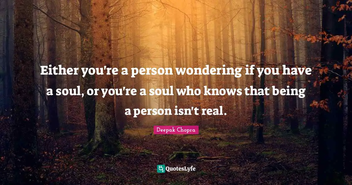 Either you're a person wondering if you have a soul, or you're a soul who knows that being a person isn't real.