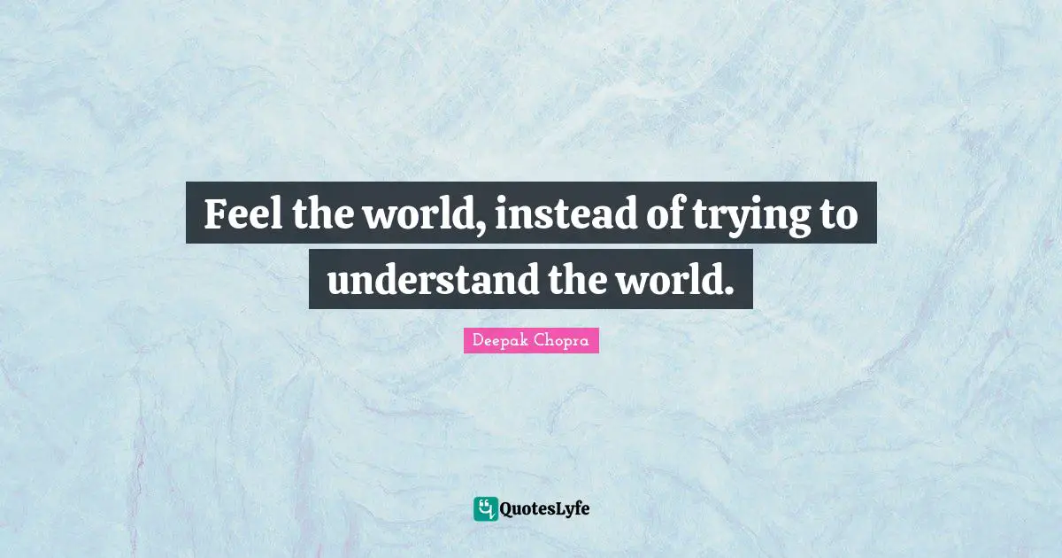 Feel the world, instead of trying to understand the world.