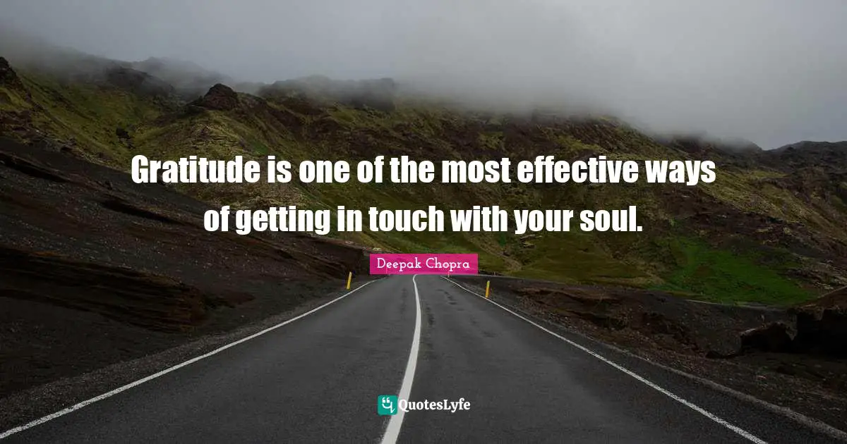 Gratitude is one of the most effective ways of getting in touch with your soul.