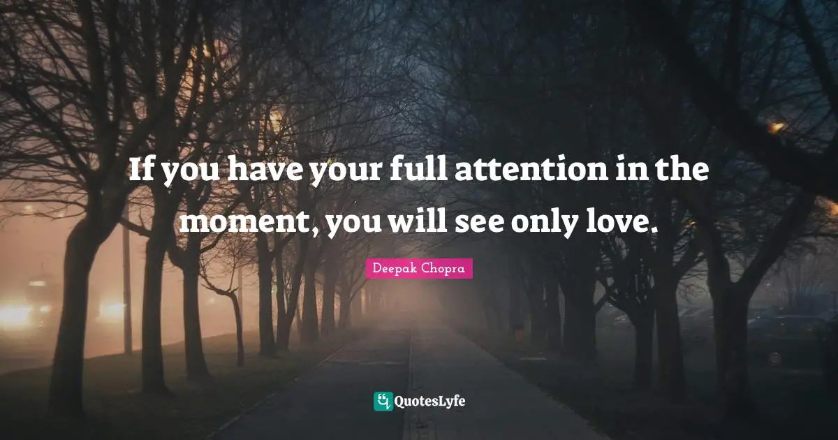 If you have your full attention in the moment, you will see only love.