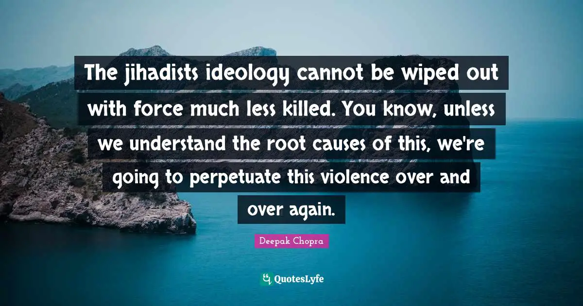 The jihadists ideology cannot be wiped out with force much less killed. You know, unless we understand the root causes of this, we're going to perpetuate this violence over and over again.