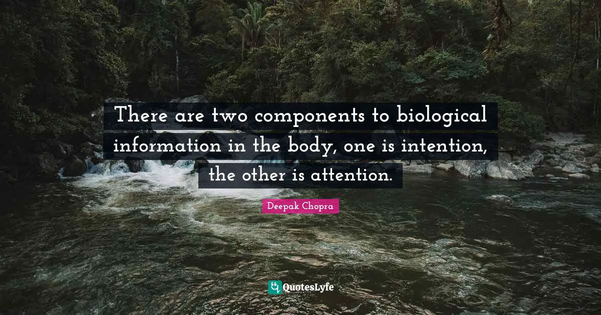 There are two components to biological information in the body, one is intention, the other is attention.