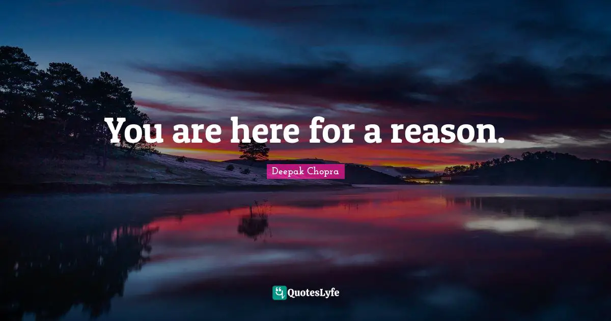 You are here for a reason.
