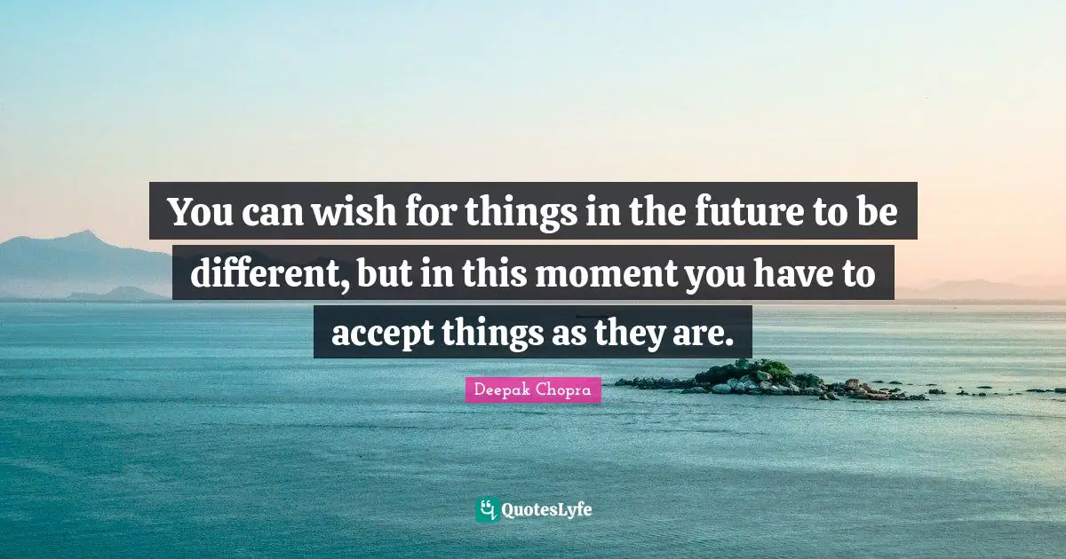 You can wish for things in the future to be different, but in this moment you have to accept things as they are.