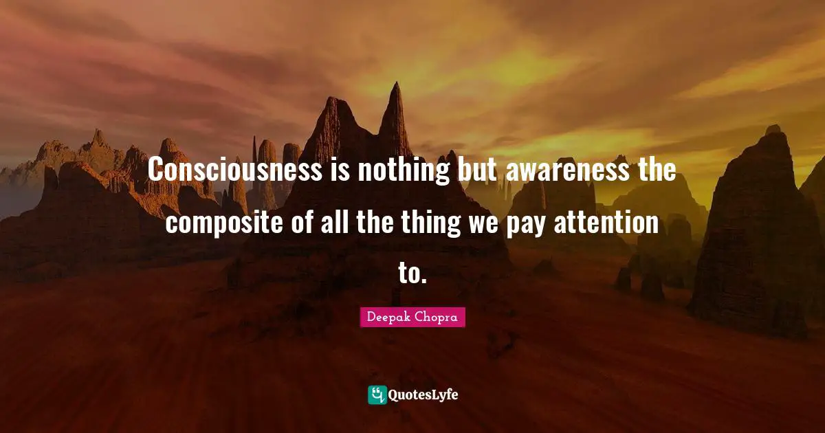 Consciousness is nothing but awareness the composite of all the thing we pay attention to.