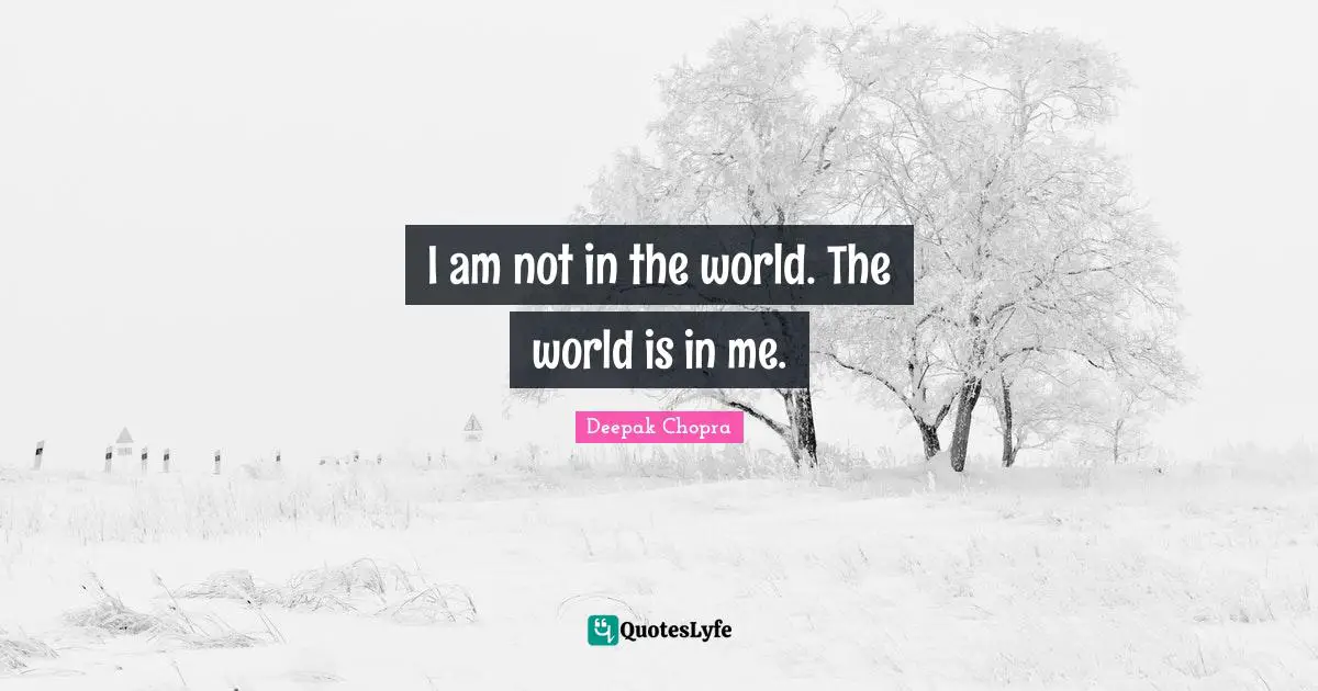 I am not in the world. The world is in me.