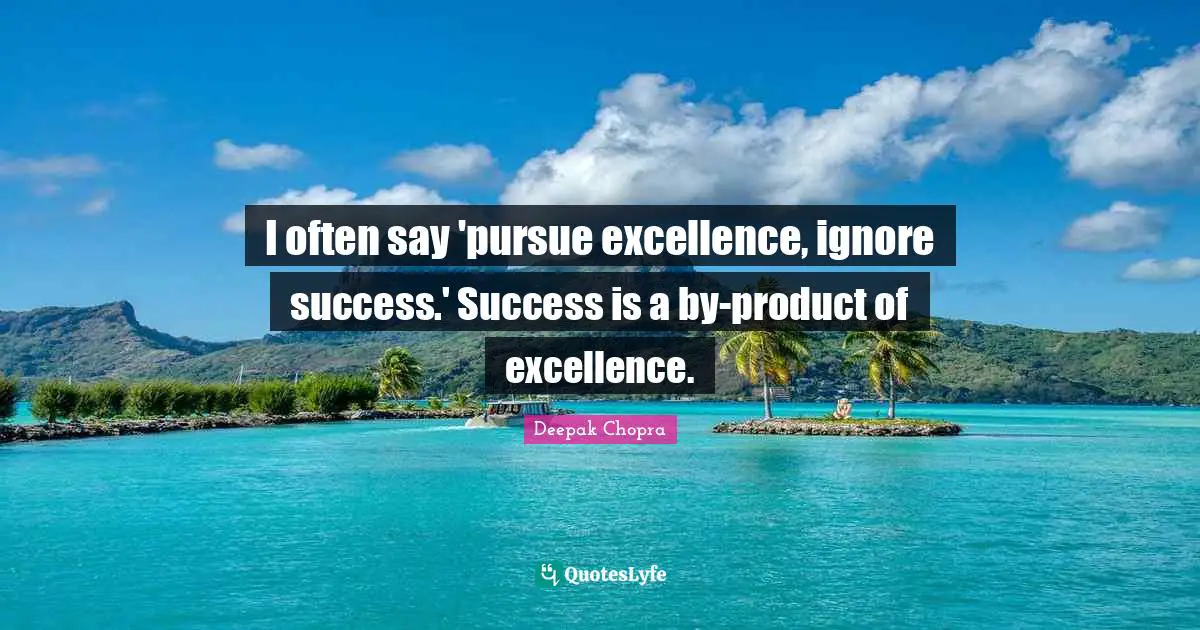 I often say 'pursue excellence, ignore success.' Success is a by-product of excellence.