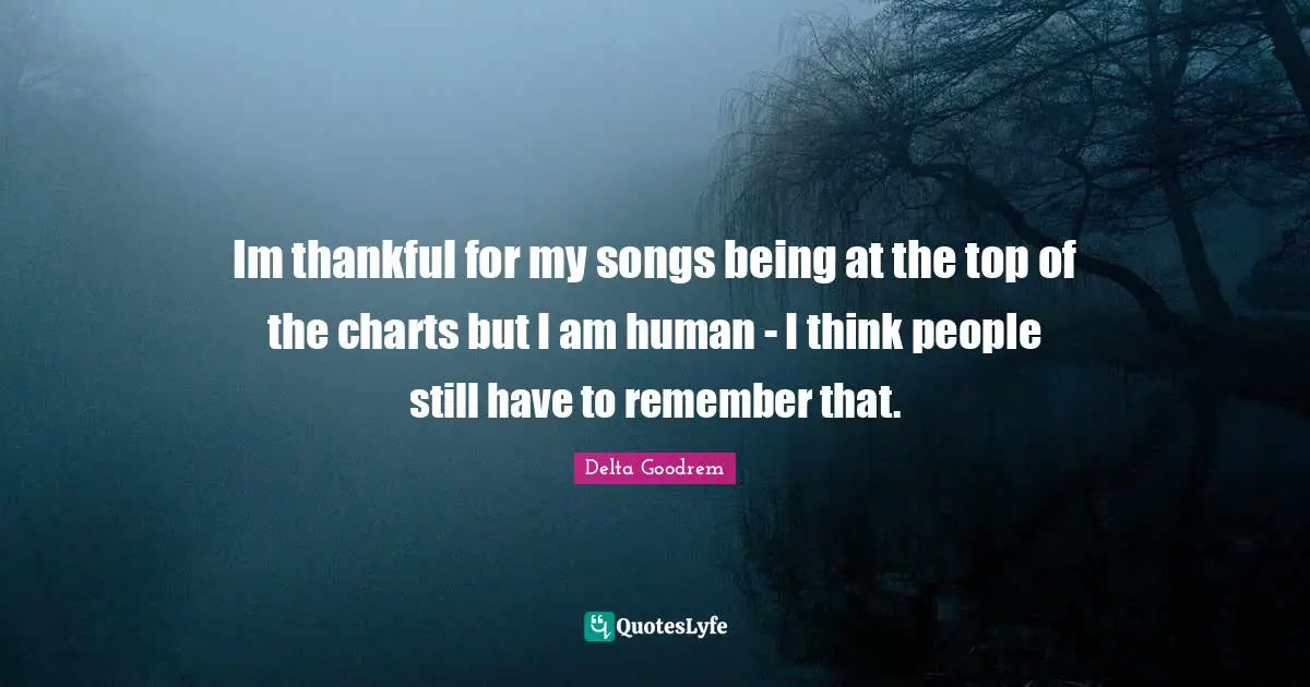Im thankful for my songs being at the top of the charts but I am human - I think people still have to remember that.